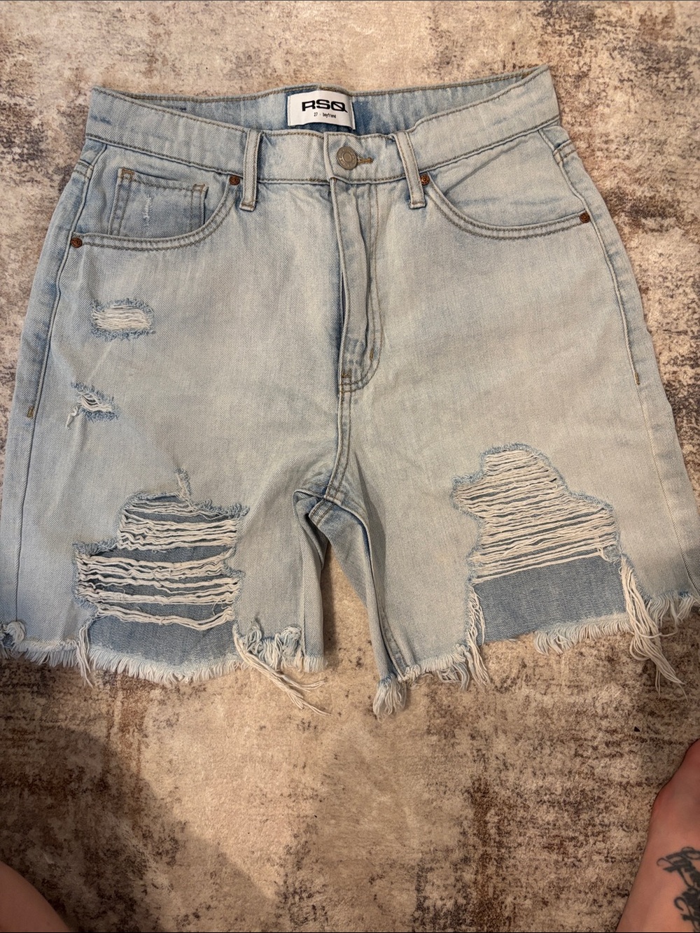 RSQ Light Blue Boyfriend Denim Shorts
